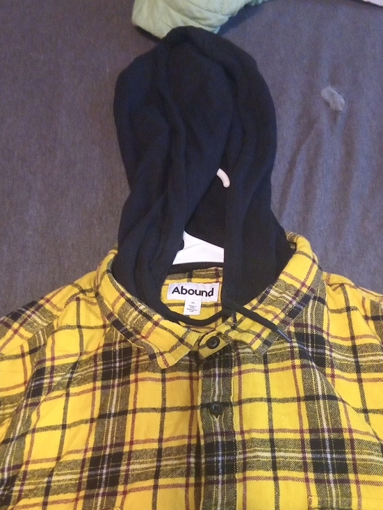 Abound Other - Abound Yellow and Black Plaid Hooded Shirt